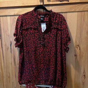 Torrid shear black and red blouse NWT size one recommend cami under shirt